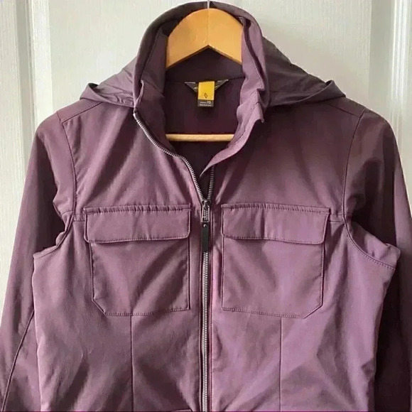 Eddie Bauer Softshell Utility Jacket Hooded Trench Coat Spring Fall Purple XS - Picture 8 of 15